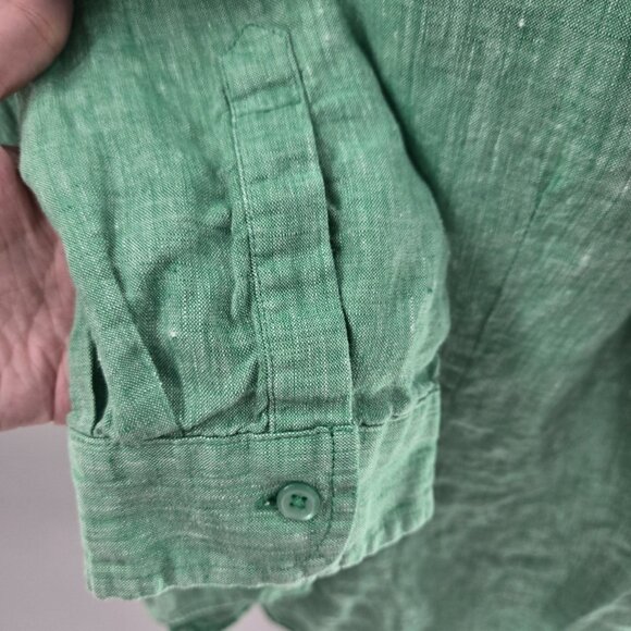 Coldwater Creek Green 100% Linen 3/4 Sleeved Button Up Size Medium 10-12 - Picture 7 of 11